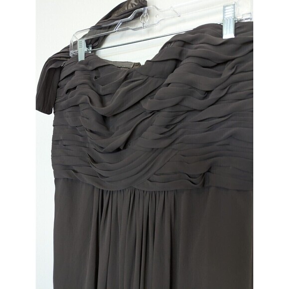 MONIQUE LHULLIER Dress Womens Size 10 Slate Gray Halter Strapless Ruched Maxi - Picture 3 of 12